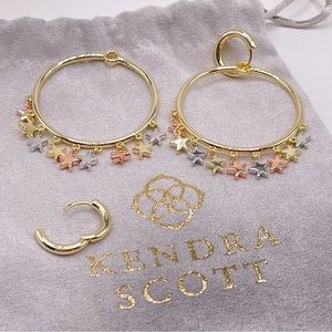 Kendra Scott “Sloan stars” open hoop with dangling star charms in multi metal